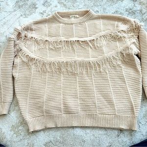 Fringe chenille sweater S/M cream